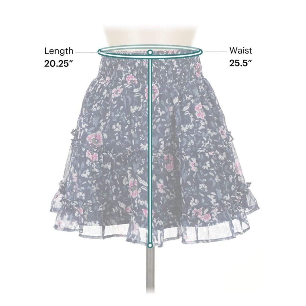 Vineyard Vines Navy Feminine Floral Smocked Waist Tiered Mini Skirt Sz M Preppy - Picture 6 of 6
